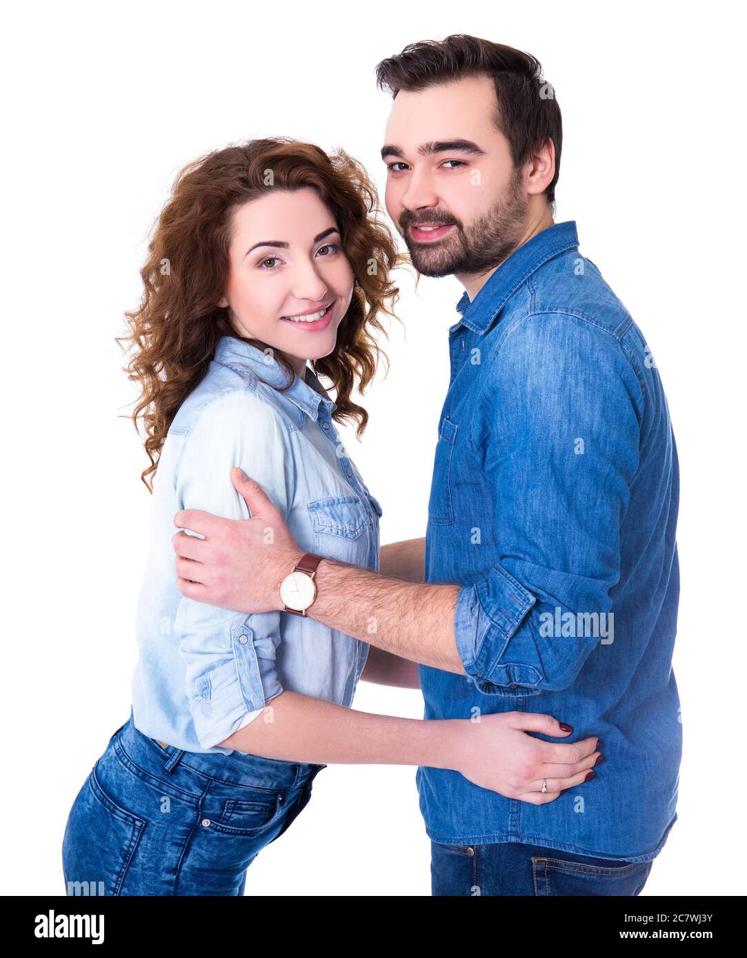portrait of happy couple isolated on white background Stock Photo - Alamy