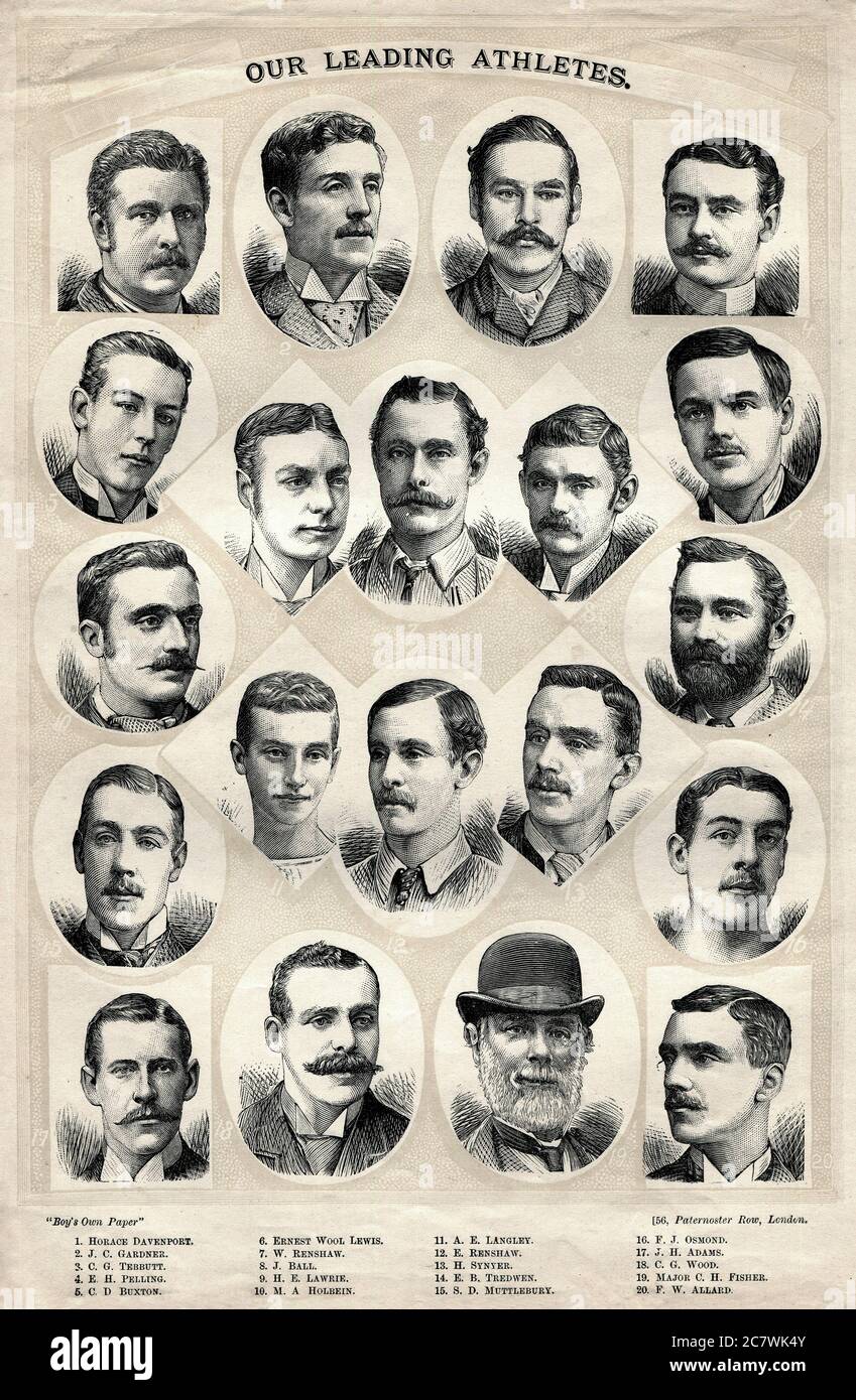 Chart depicting “Our Leading Athletes”, published in ‘Boy’s Own Paper’ in 1889 Stock Photo