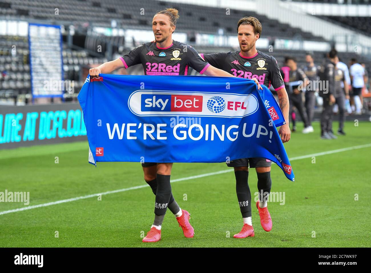 Luke Ayling 2 Of Leeds United And Barry Douglas 3 Of Leeds United Celebrate After Securing Promotion To The Premier League Stock Photo Alamy