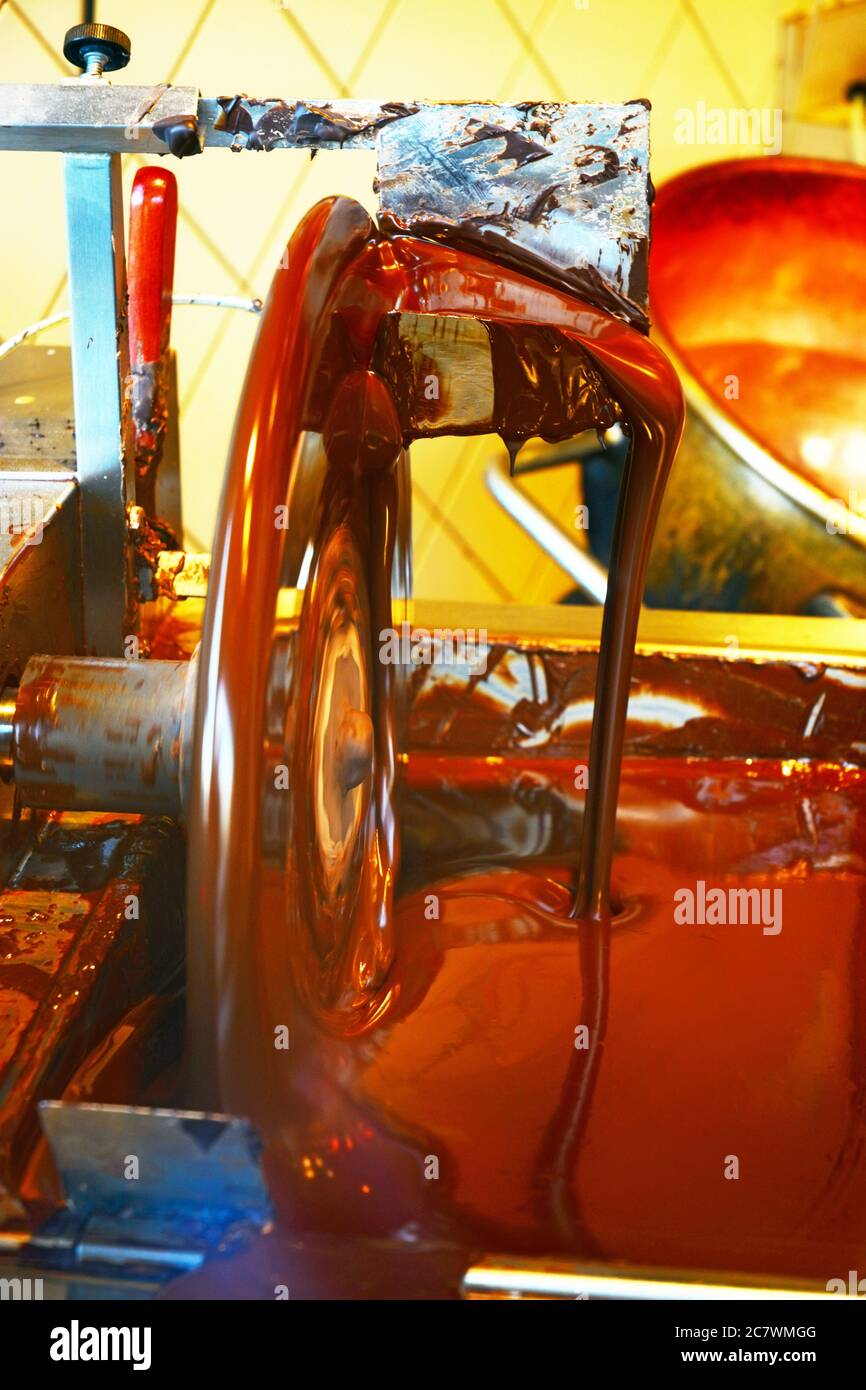 Chocolate making machine Stock Photo Alamy