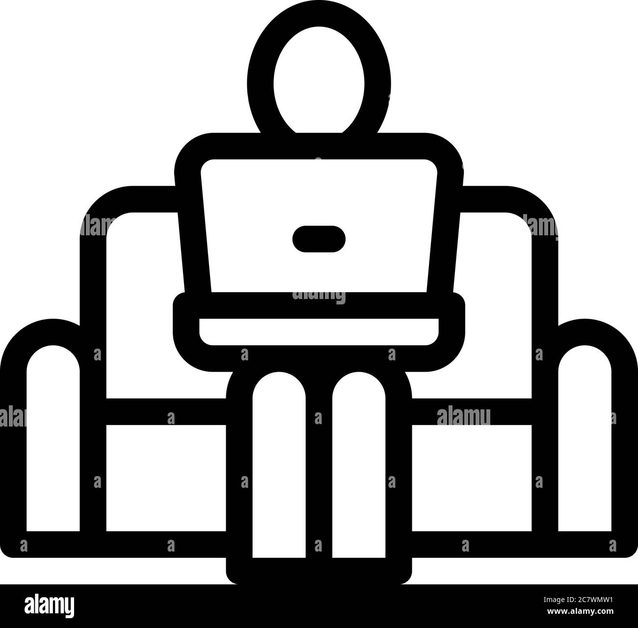 remote work on home couch icon vector outline illustration Stock Vector ...