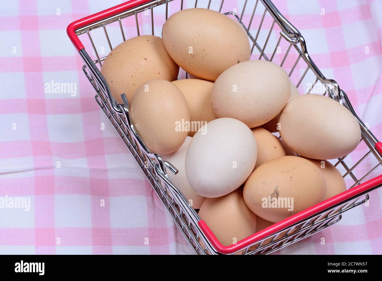 Eggs in a shopping cart close-up Stock Photo