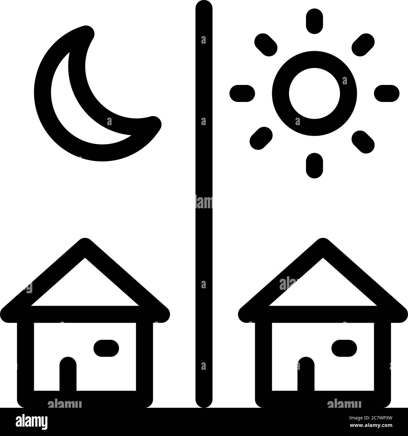 day and night remote work icon vector outline illustration Stock Vector ...