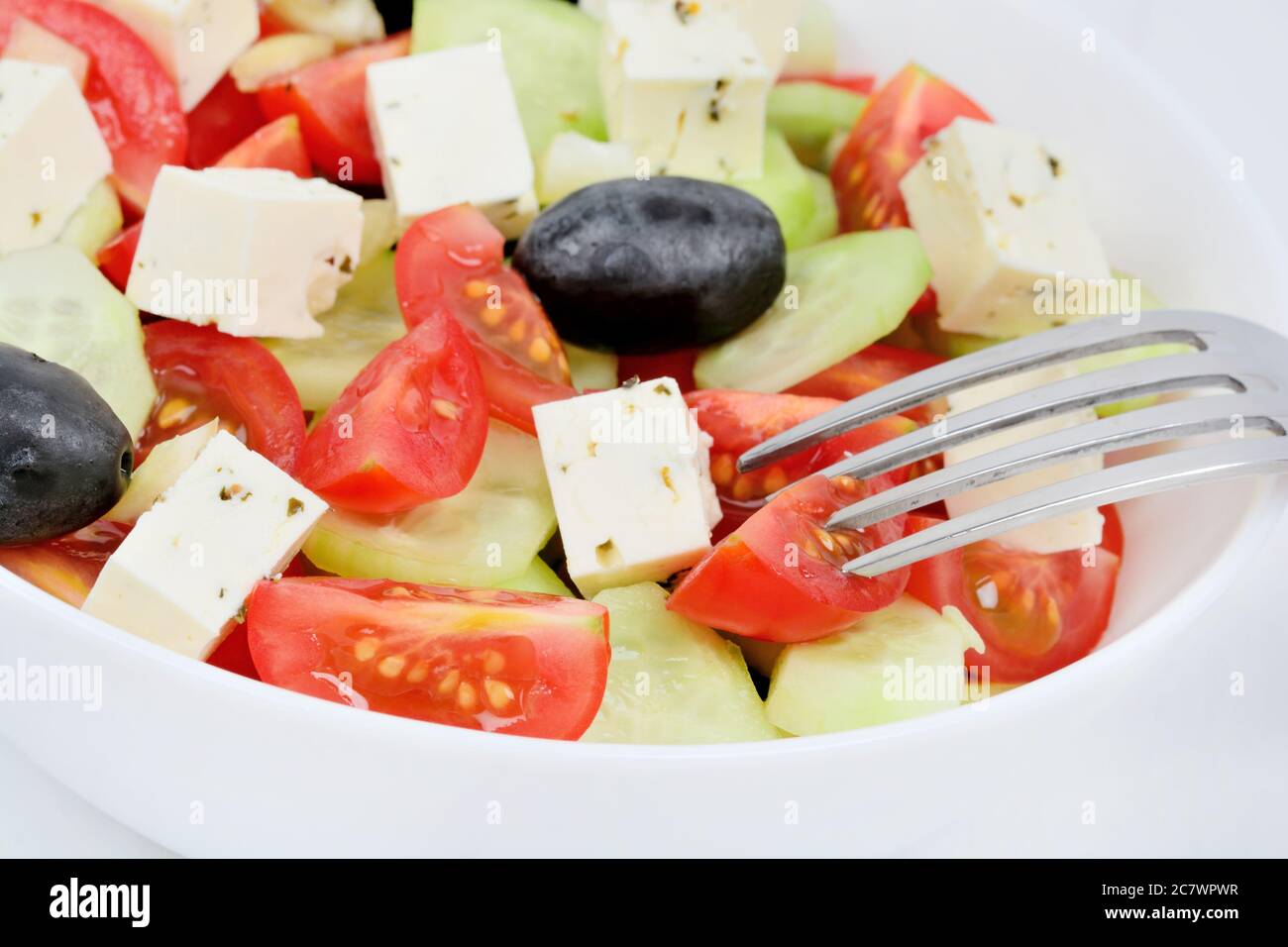 Vegetables salad with cheese in a bowl Stock Photo