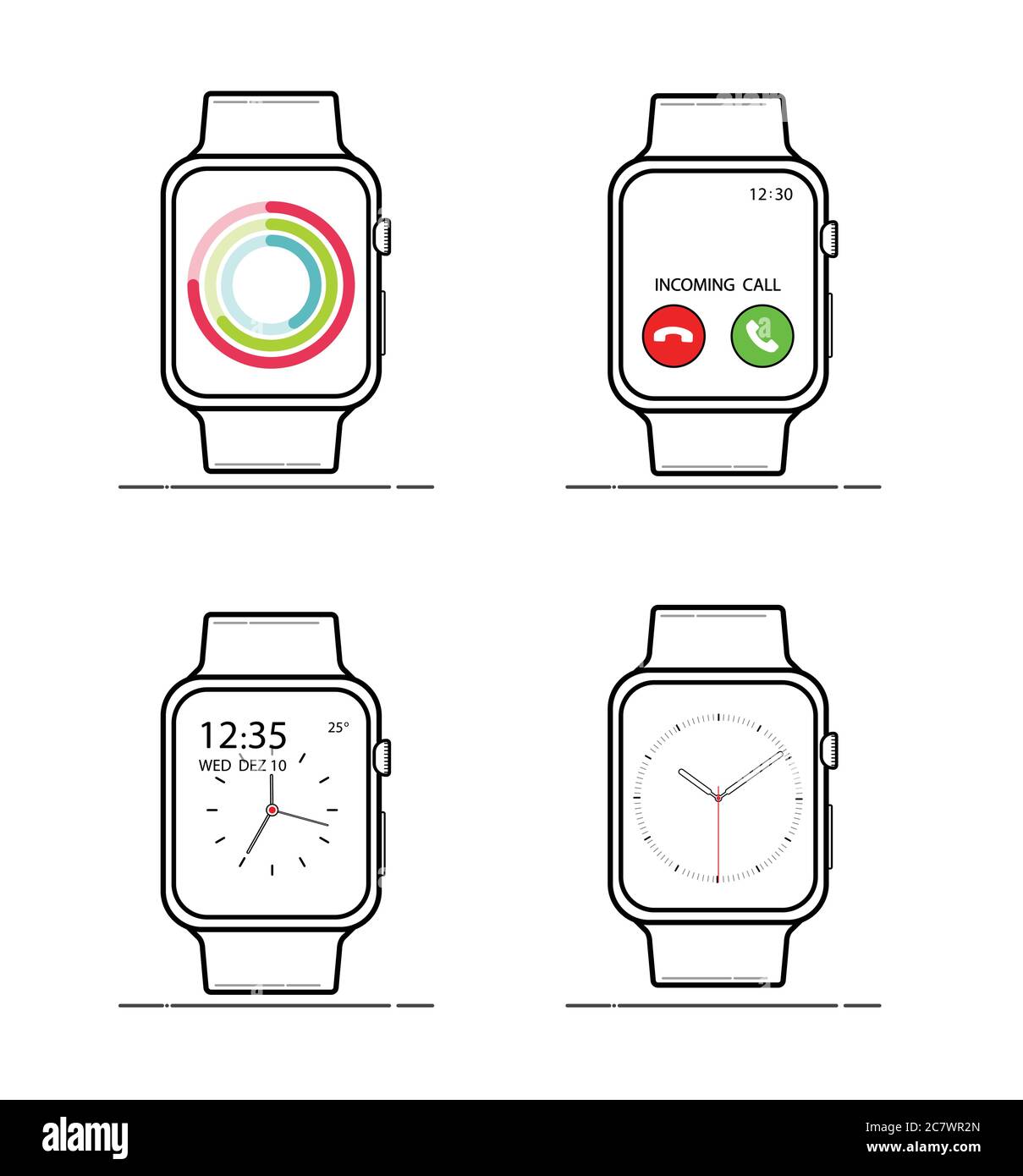 SMART WATCH ICONS Stock Vector Image & Art - Alamy