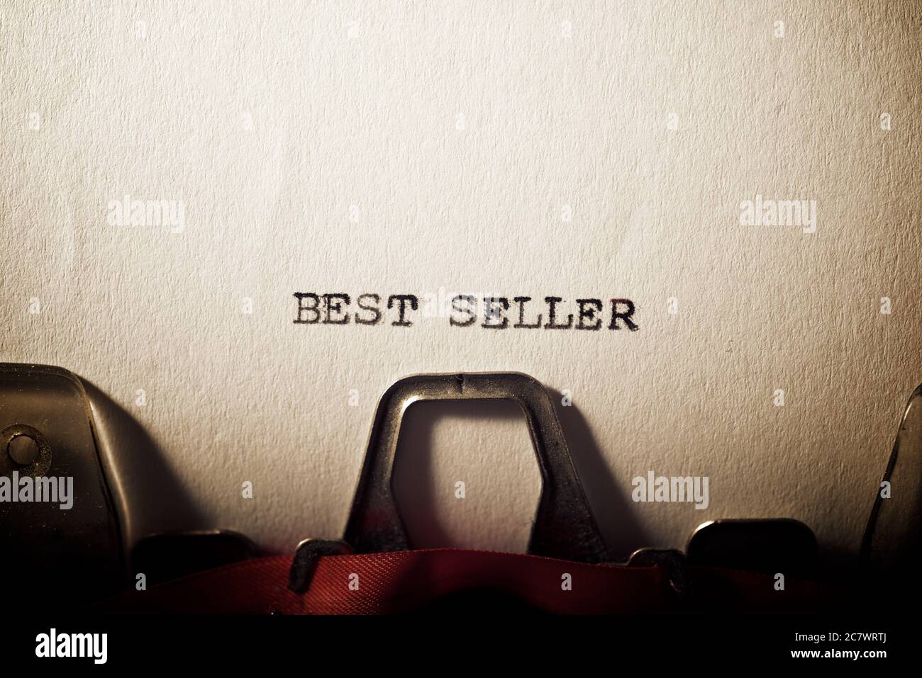Best seller text written with a typewriter. Stock Photo