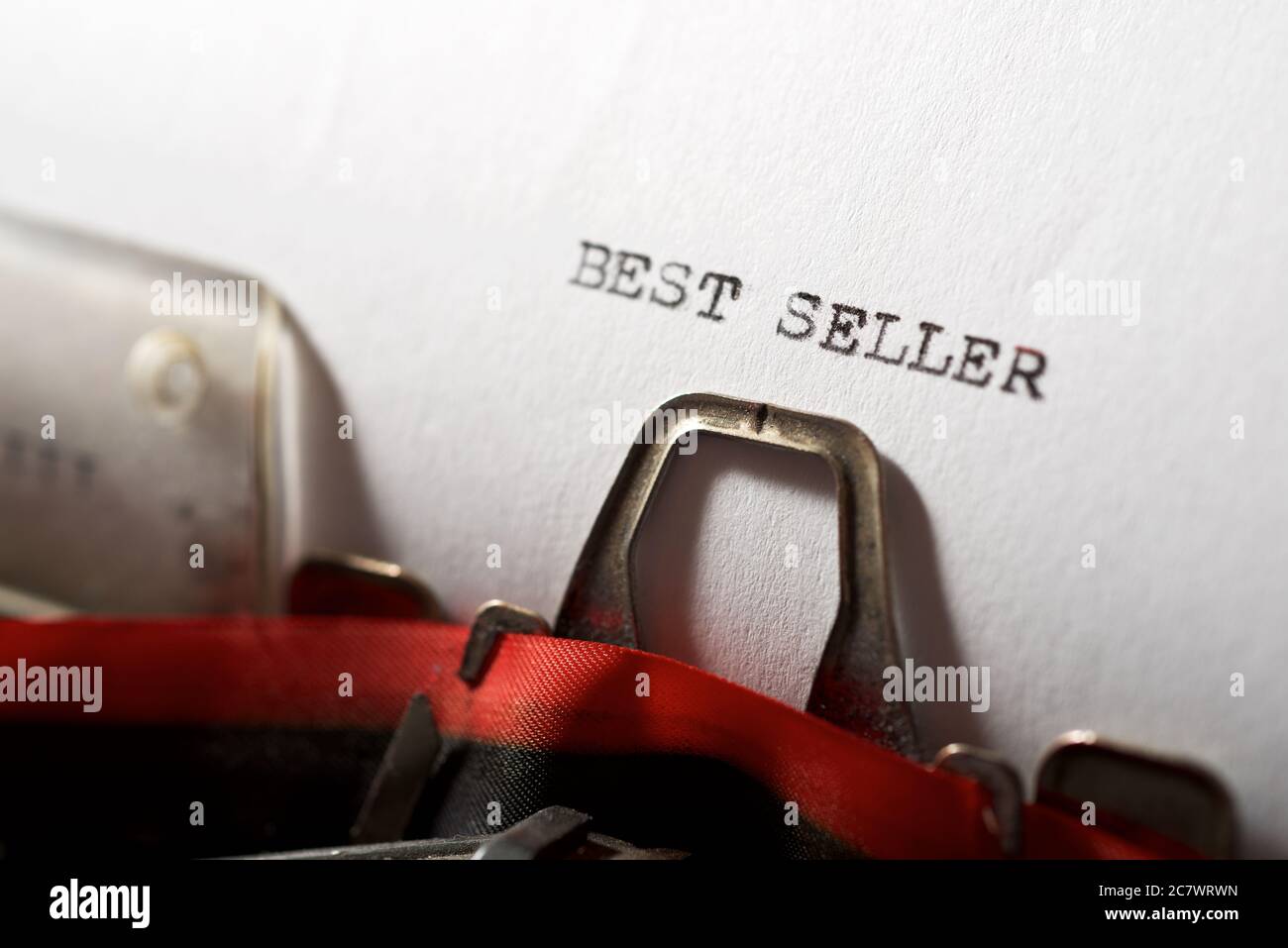 Best seller text written with a typewriter. Stock Photo