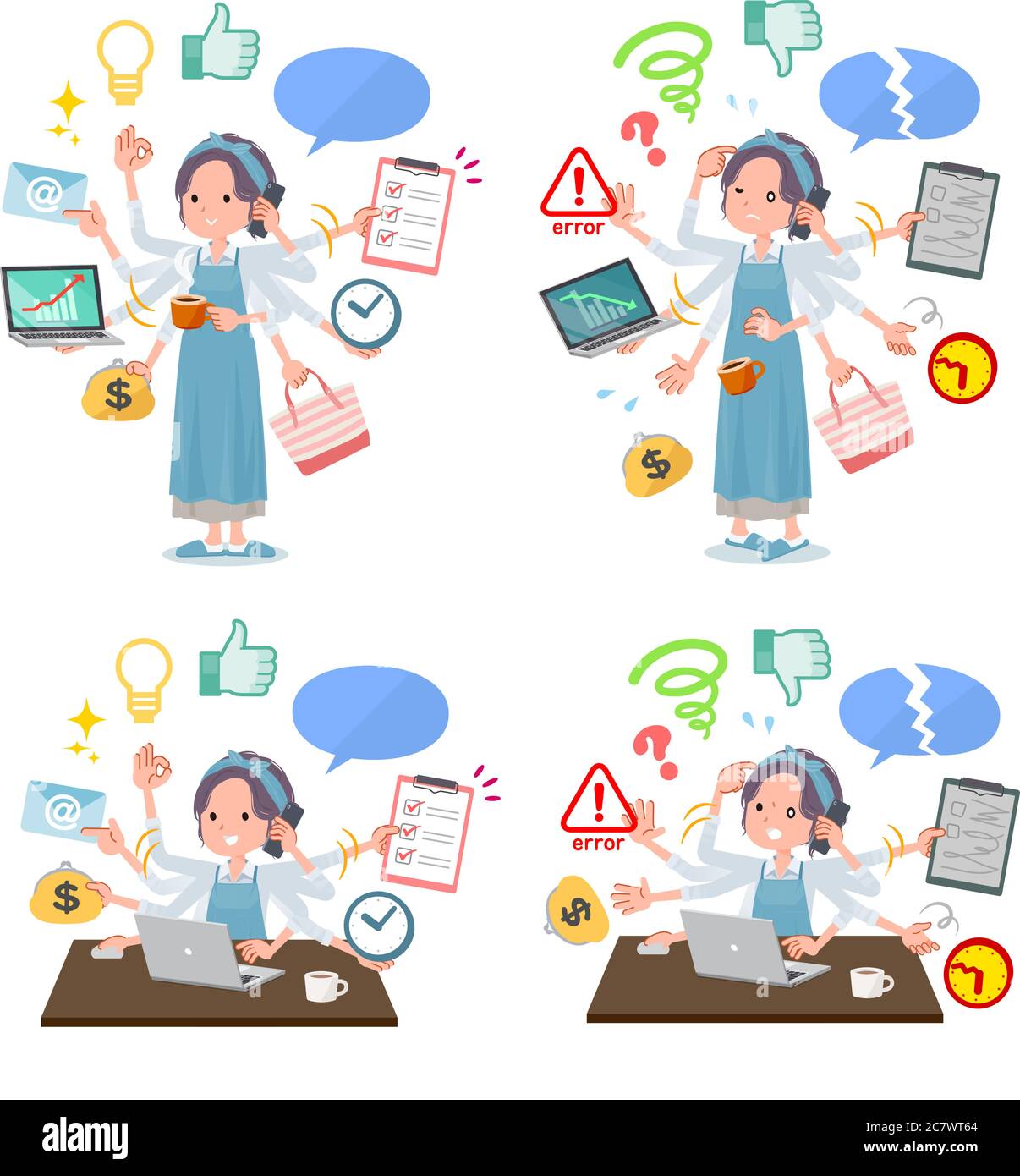 A set of mom who perform multitasking in the office.There are things to ...