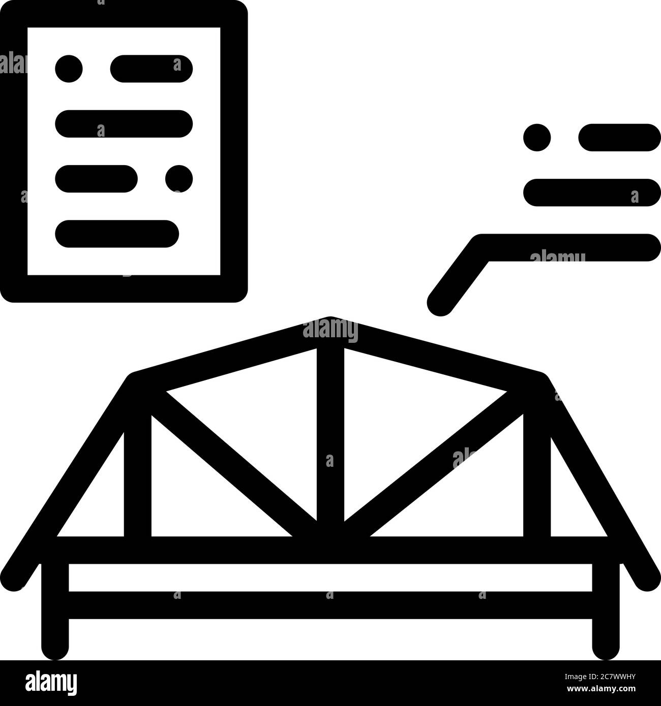 wooden roof skeleton icon vector outline illustration Stock Vector