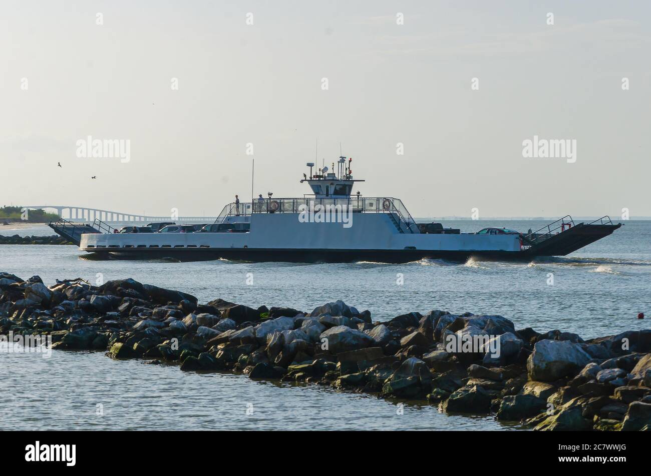 The Mobile Bay Ferry returns to Dauphin Island from Gulf Shores and