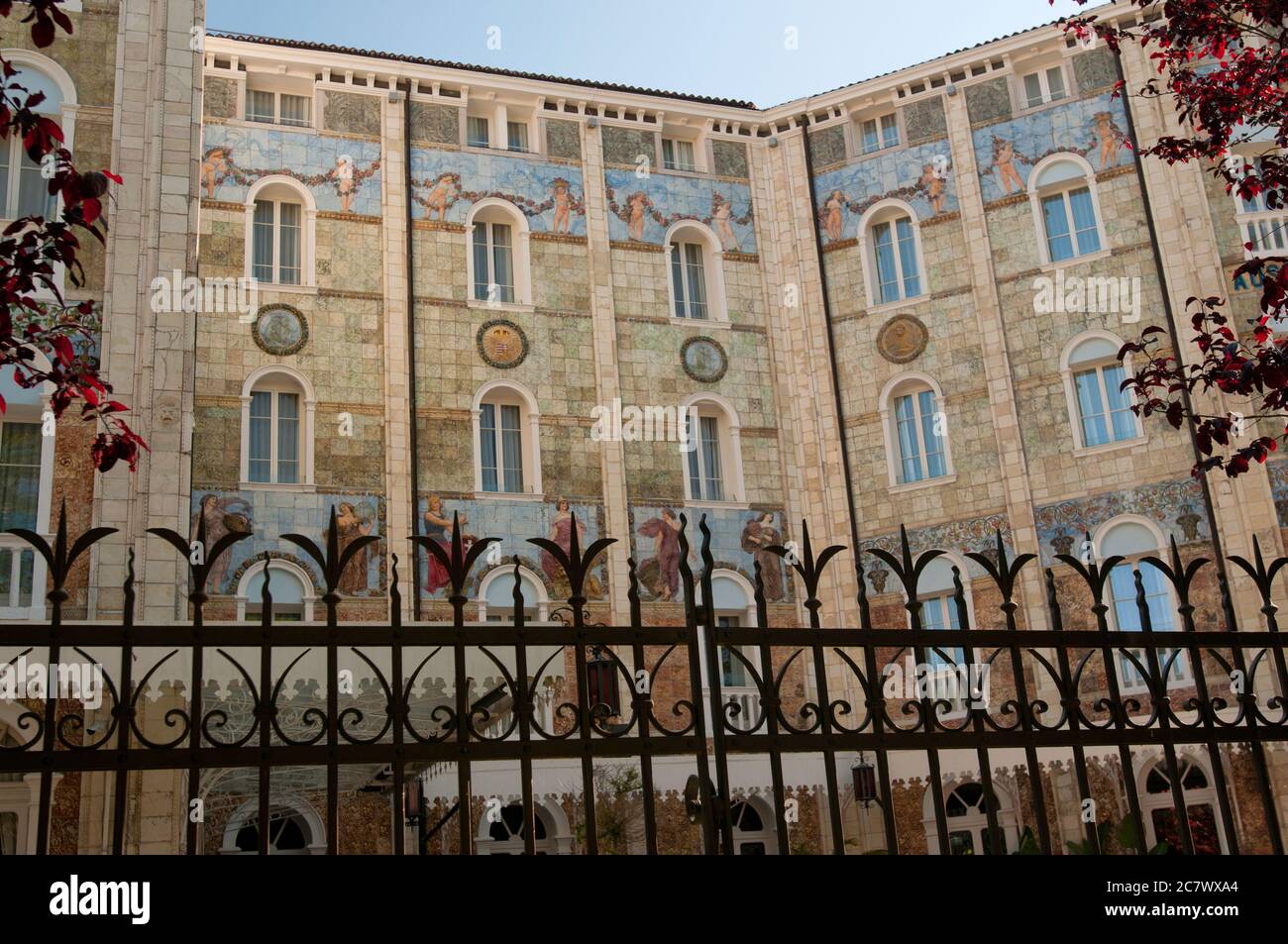 The beautiful facade of Grand Hotel Ausonia & Hungaria, in Lido of Venice (Italy) Stock Photo