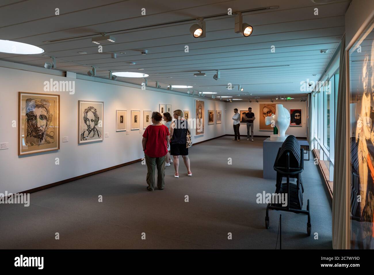 Visitors at Time and Eternity exhibition of Kuutti Ahonen in Didrichsen Art Museum in Helsinki, Finland Stock Photo