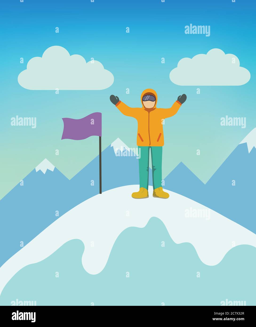 Mountain climber on top of mountain Stock Vector Images - Alamy