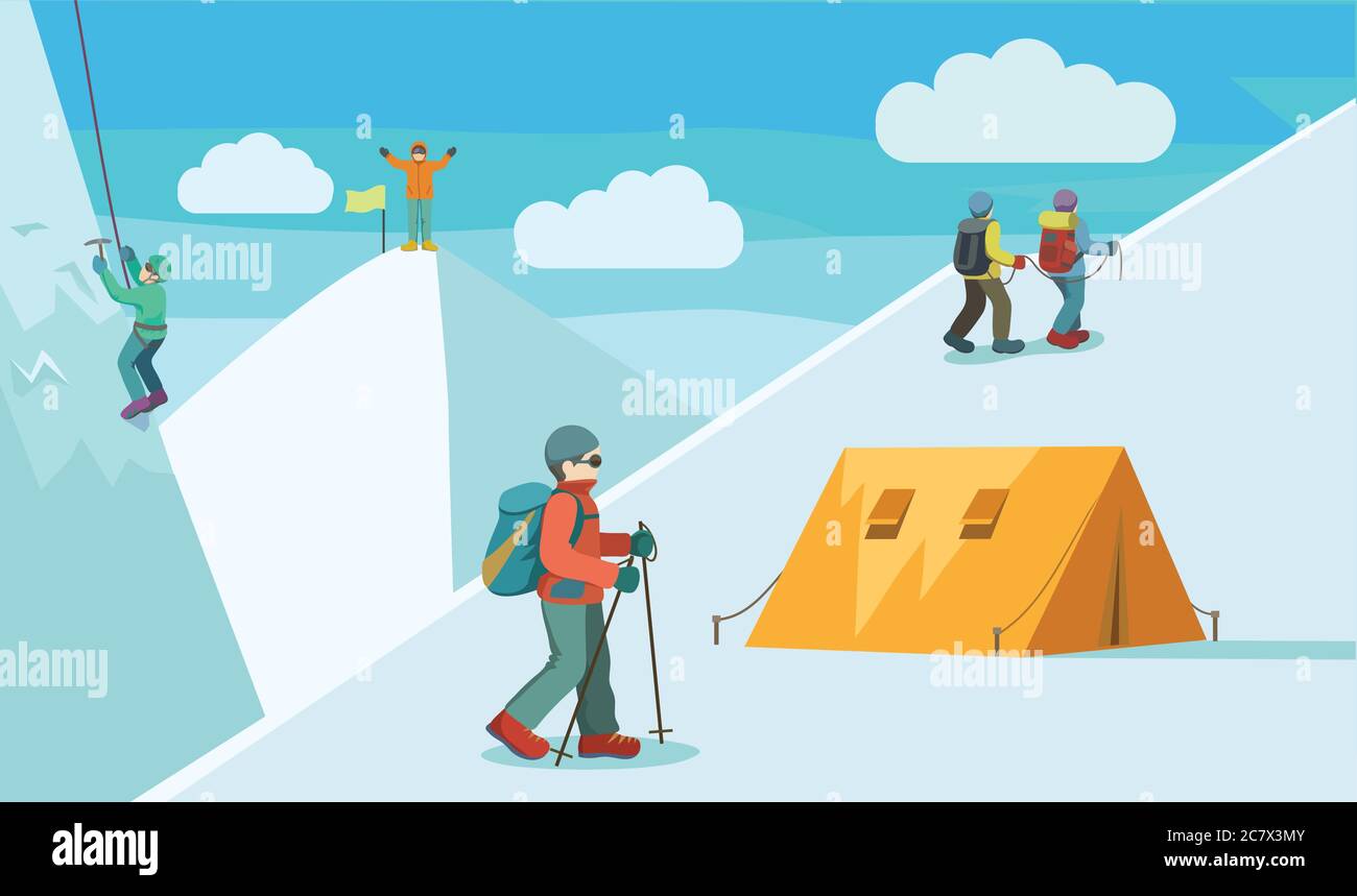 Vector illustration about mountain climbing Stock Vector Image & Art ...