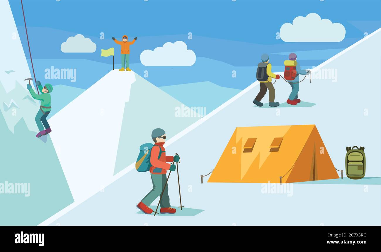 Vector illustration about mountain climbing Stock Vector Image & Art ...