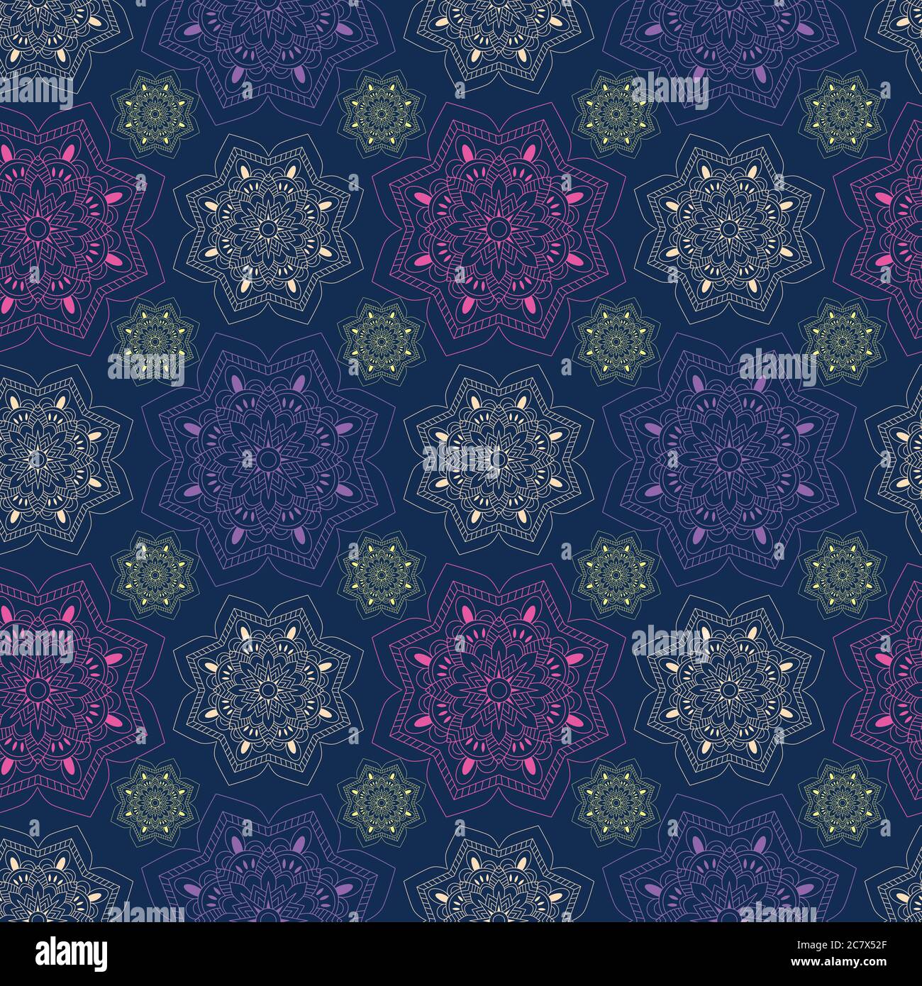 Ornamental seamless pattern with mandala elements. Vector art. Stock Vector