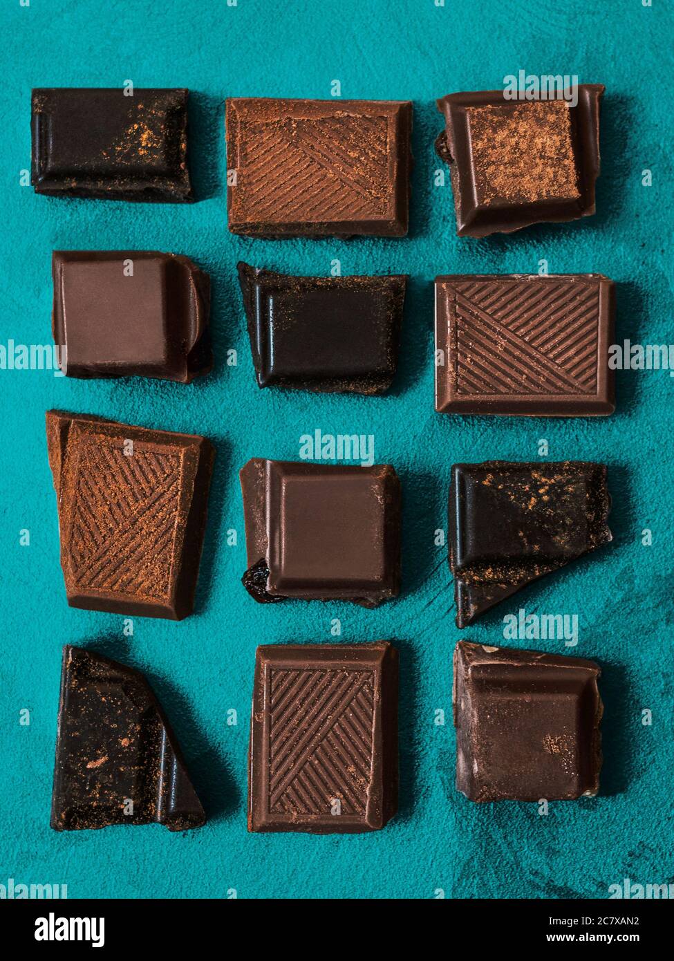 Different broken chocolate pieces Top view photo Stock Photo Alamy