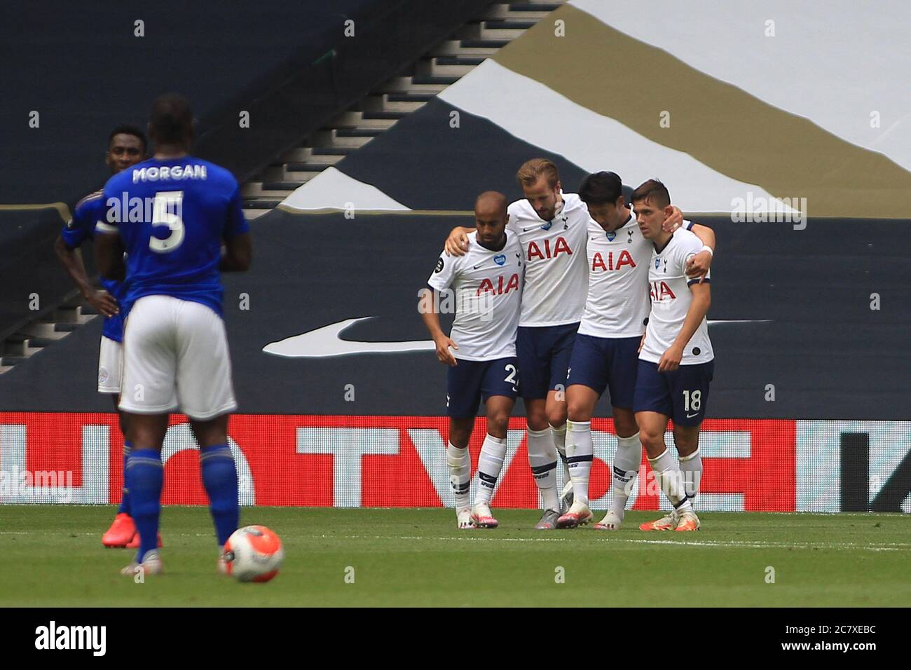 London Uk 19th July 2020 Harry Kane Of Tottenham Hotspur 3l Celebrates With Teammates After Scoring