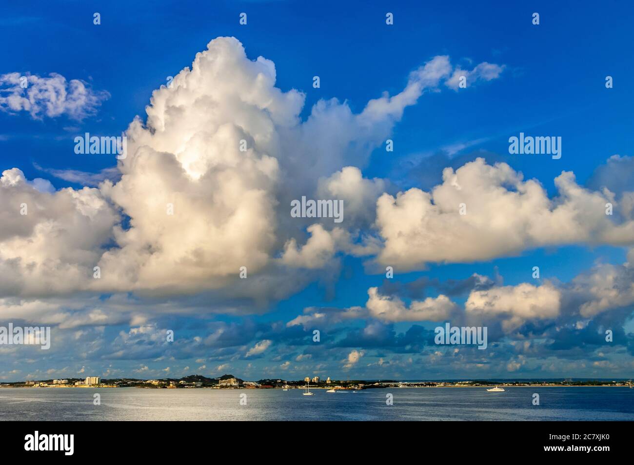 Storm clouds near St. Maarten, Caribbean Islands. Stock Photo