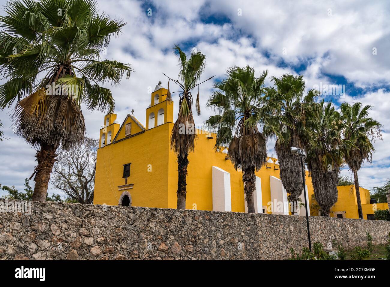 The colonial Church of St. Peter the Apostle was built in the 17th Century by the Franciscans in Cholul, Yucatan, Mexico. Stock Photo