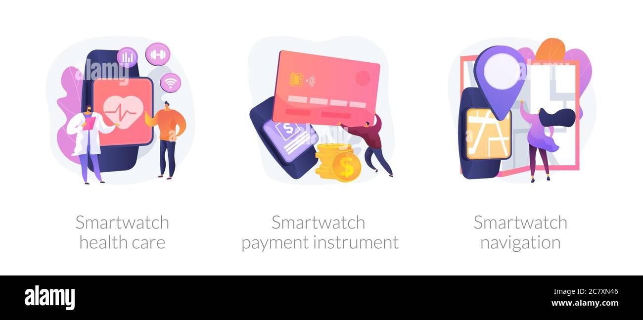 Smartwatch applications use vector concept metaphors Stock Vector Image