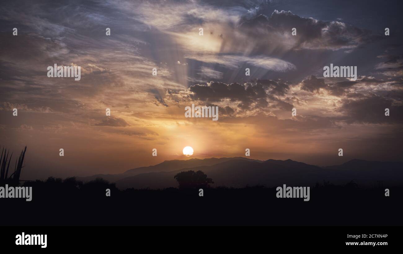 Beautiful sunrise over a rural area Stock Photo - Alamy