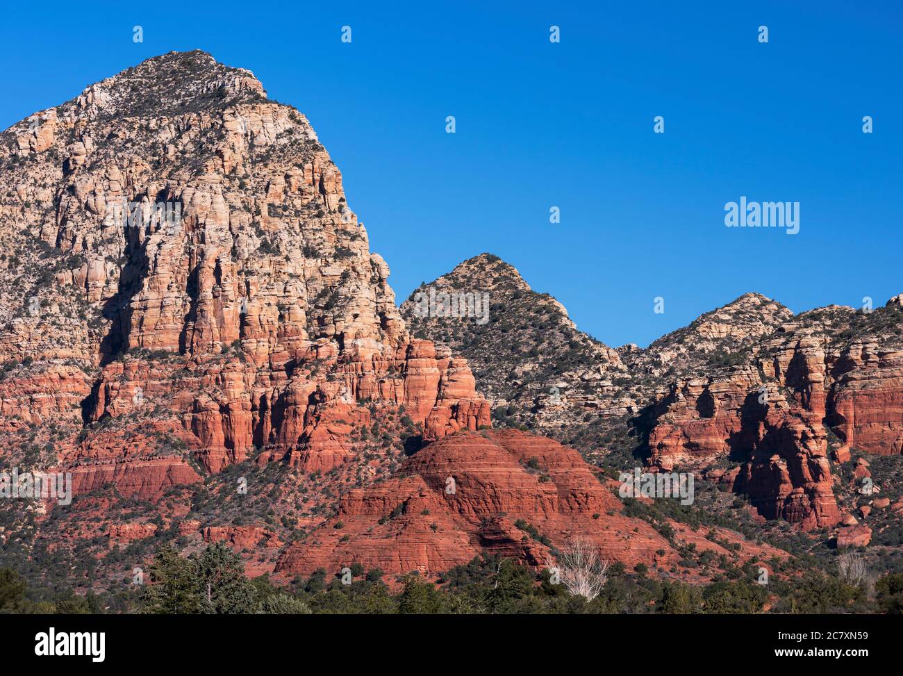 Capital Butte also known as Thunder Mountain is one of the many red rock formations around the Sedona Area. Stock Photo