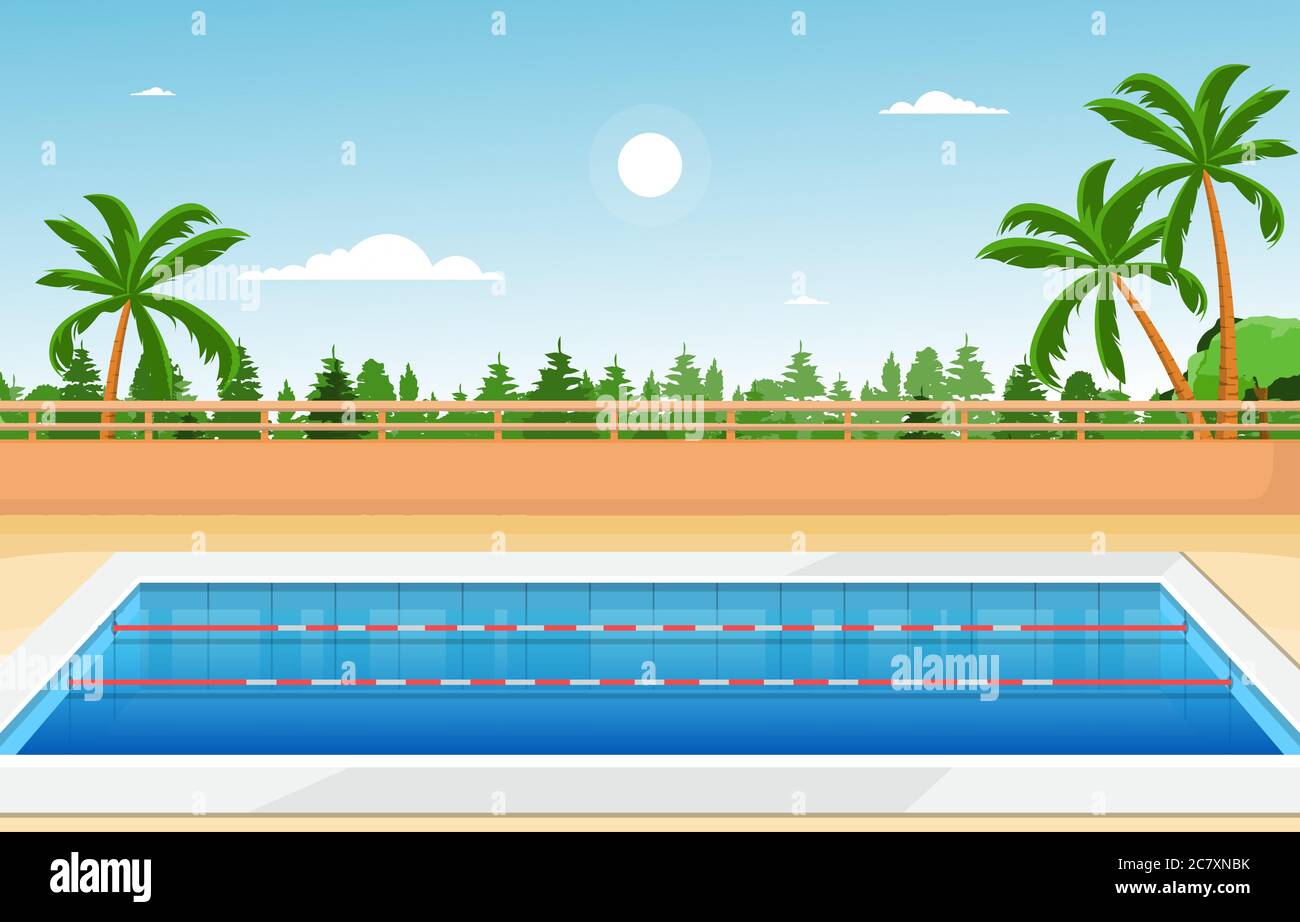 Outdoor Swimming Pool Holiday Healthy Sport Cartoon Illustration Stock  Vector Image & Art - Alamy