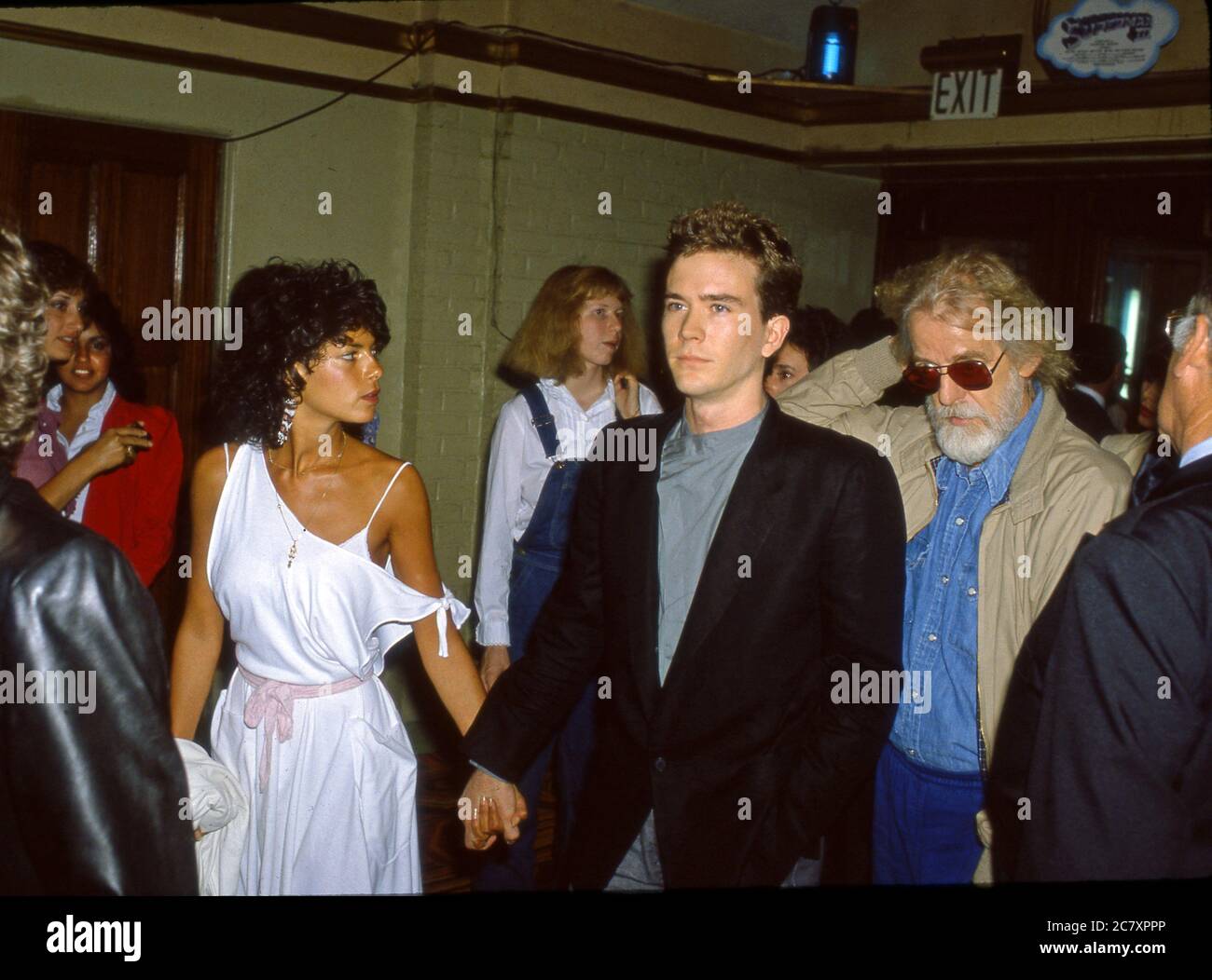 Timothy Hutton arrives with his date to the party for the premiere  of the movie Human HIghway by rock musician Neil Young Stock Photo