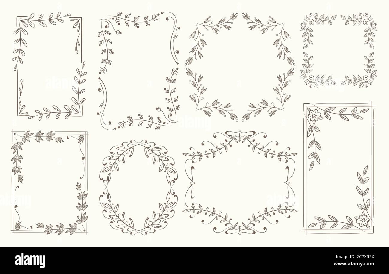 Floral frames branches line sketch Stock Vector Image & Art Alamy