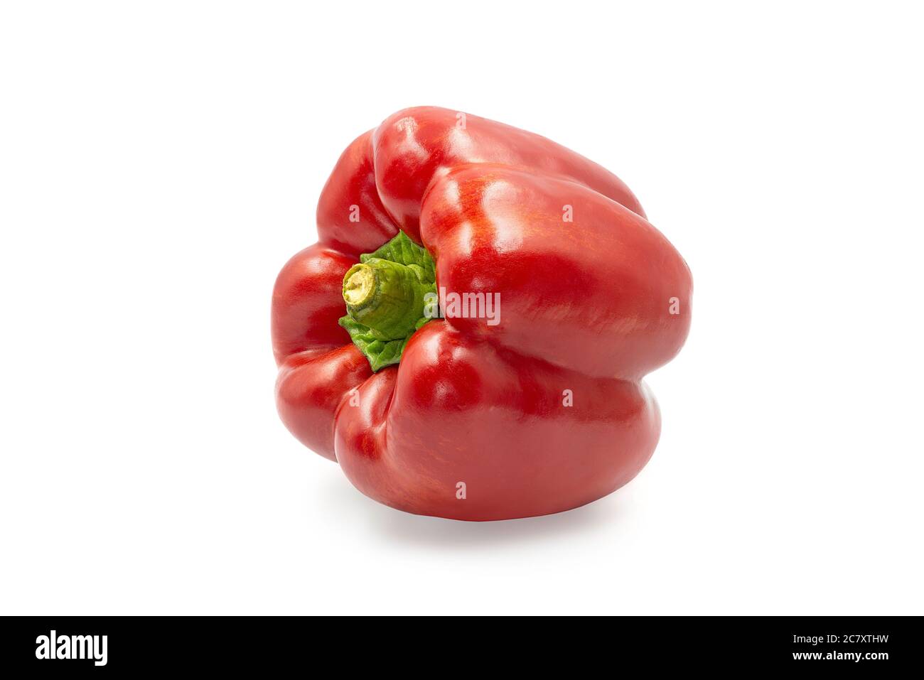 Sweet red bell pepper on white isolated background with clipping path