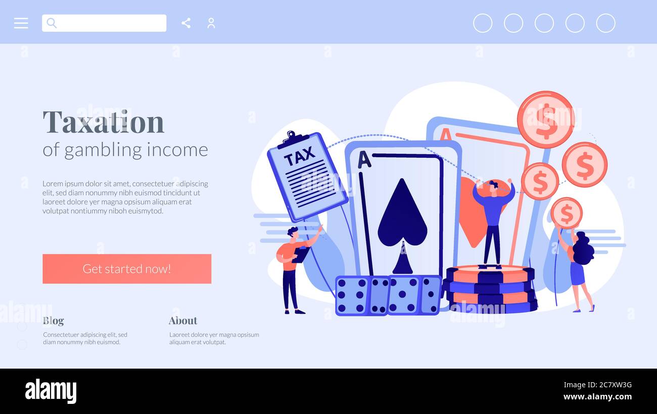 Gambling income concept landing page. Stock Vector