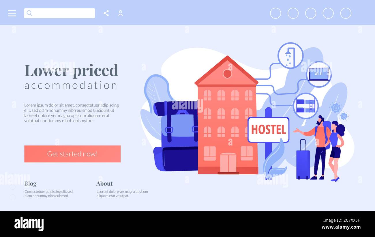 Hostel services concept landing page Stock Vector