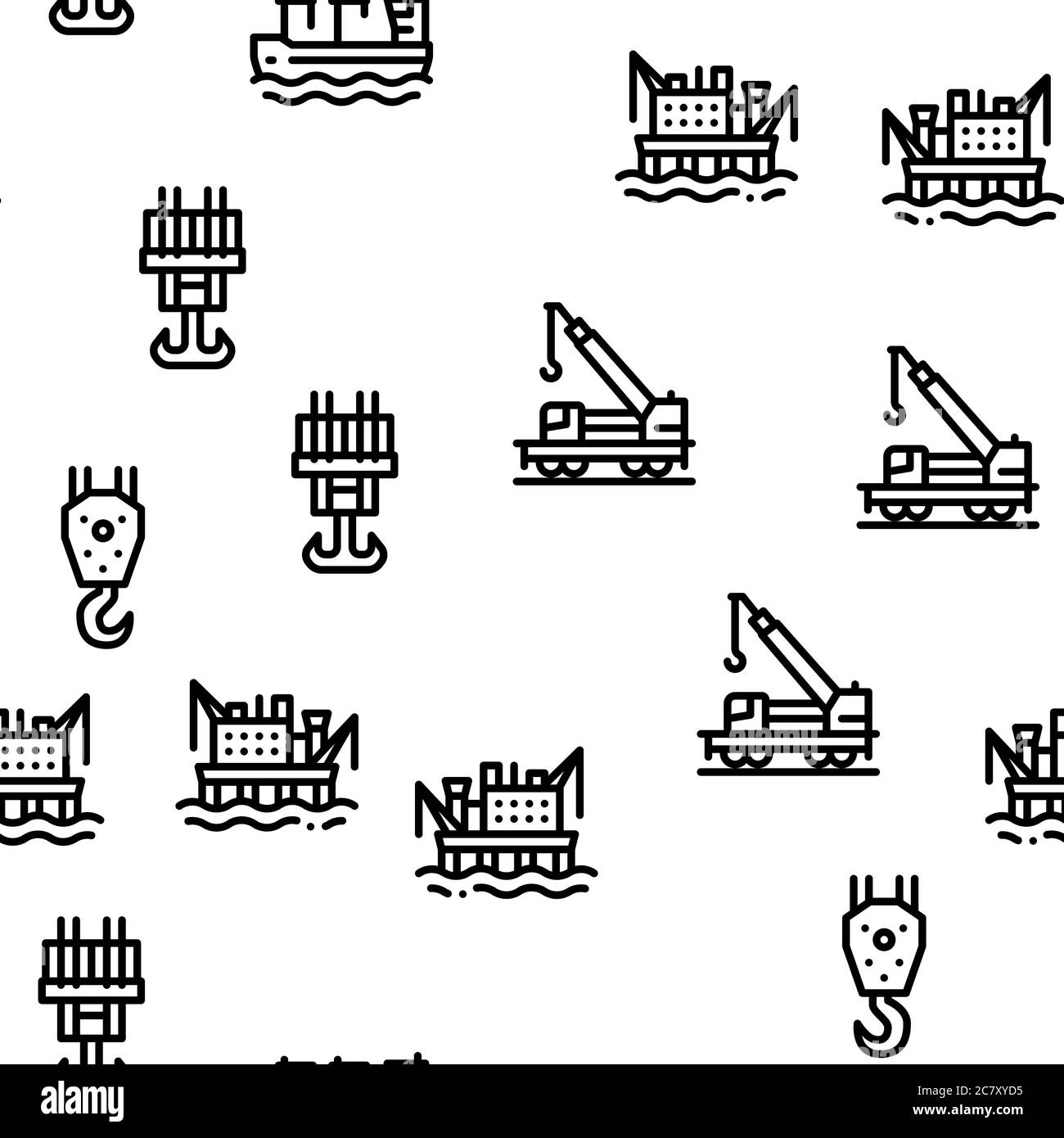 Crane Building Machine Seamless Pattern Vector Stock Vector