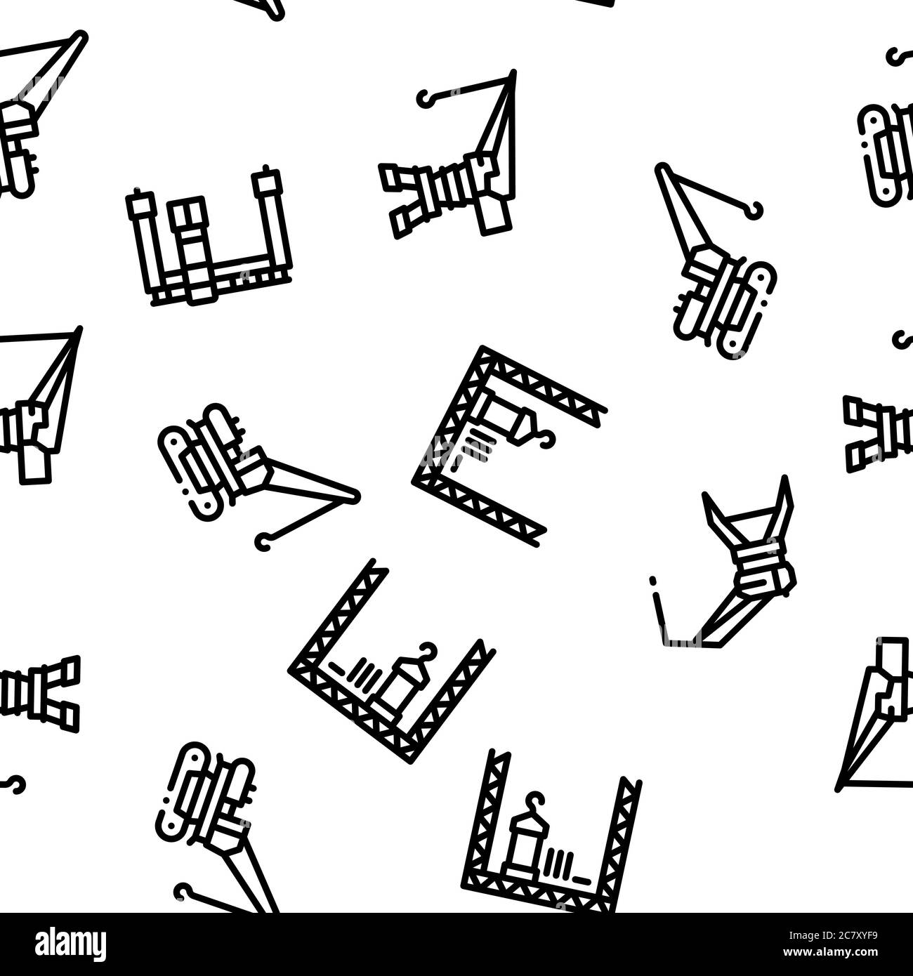 Crane Building Machine Seamless Pattern Vector Stock Vector