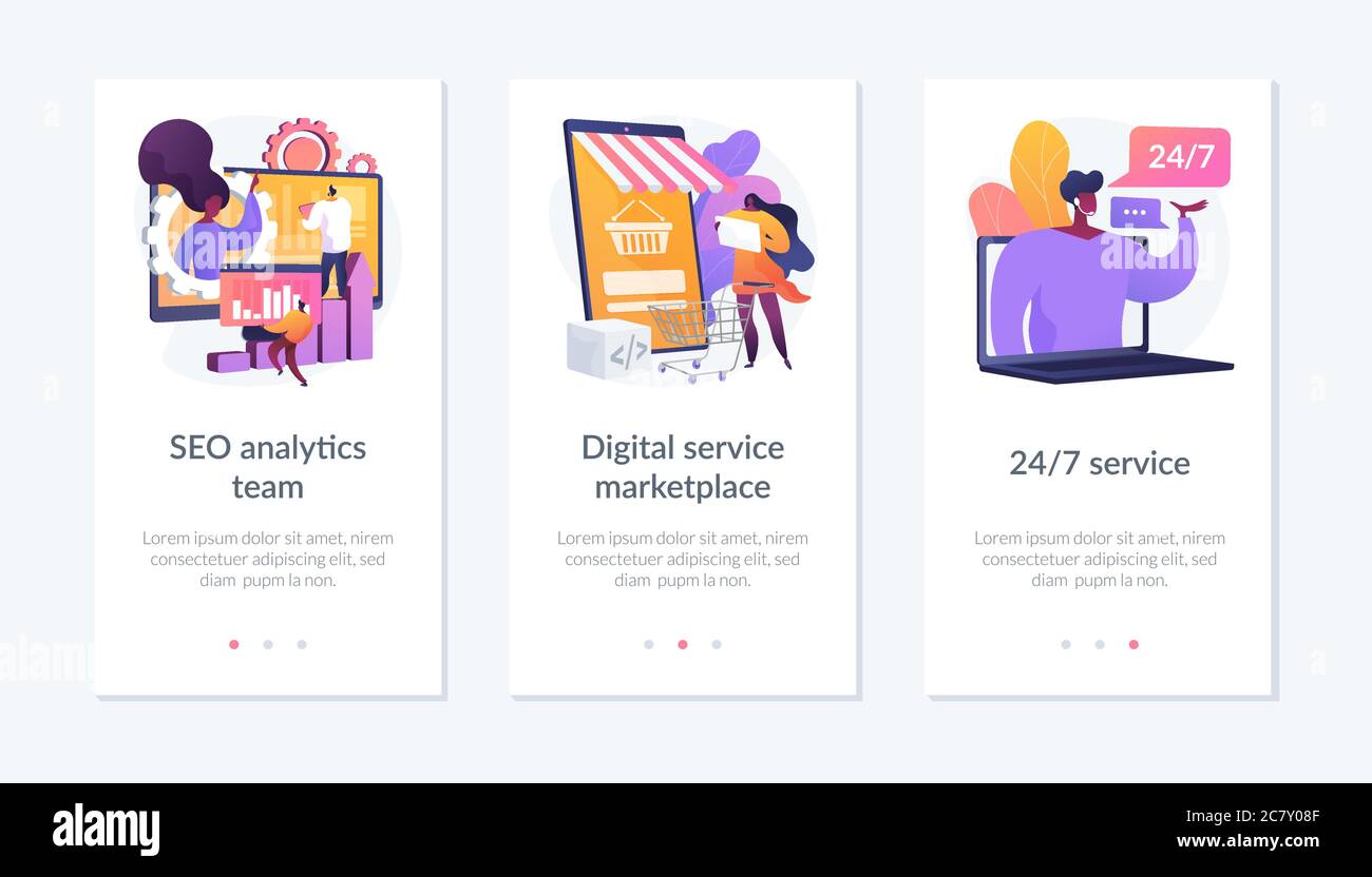 SEO optimisation servces app interface template Stock Vector Image ...