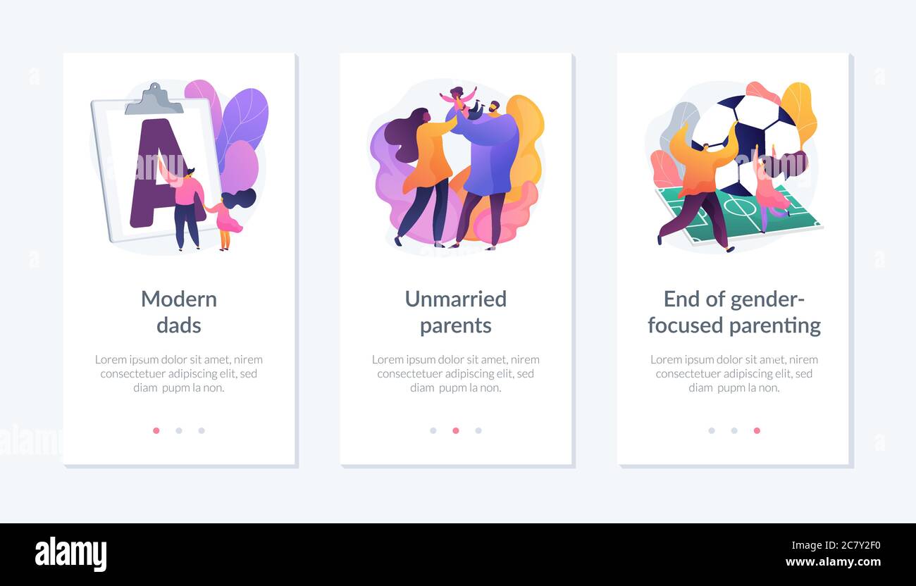 Gender and social equality parenthood mobile app UI kit Stock Vector ...