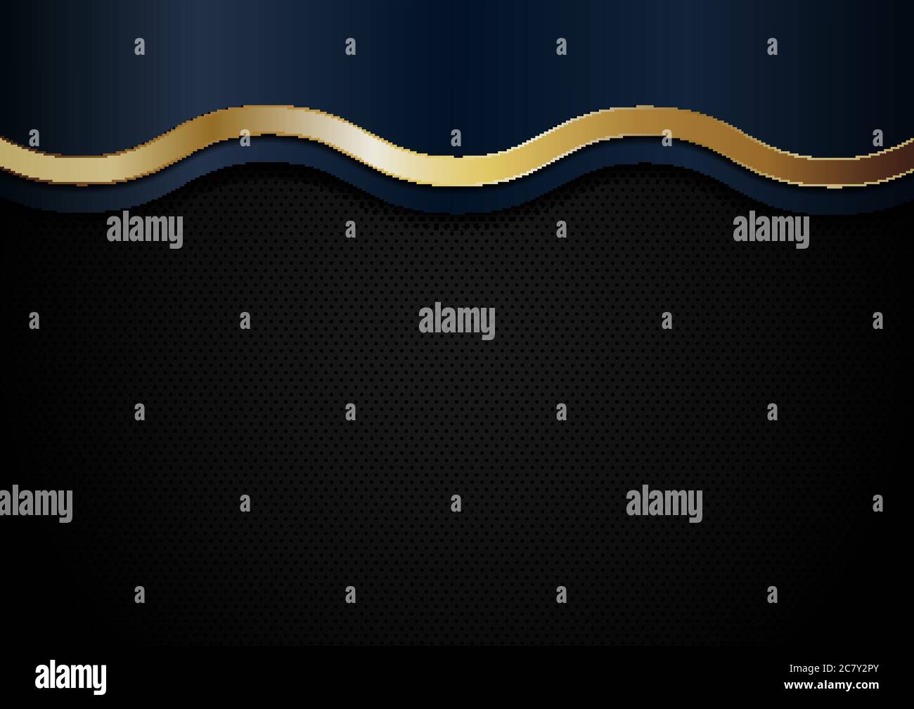 Abstract blue and golden wave line stripes on black background. Luxury ...