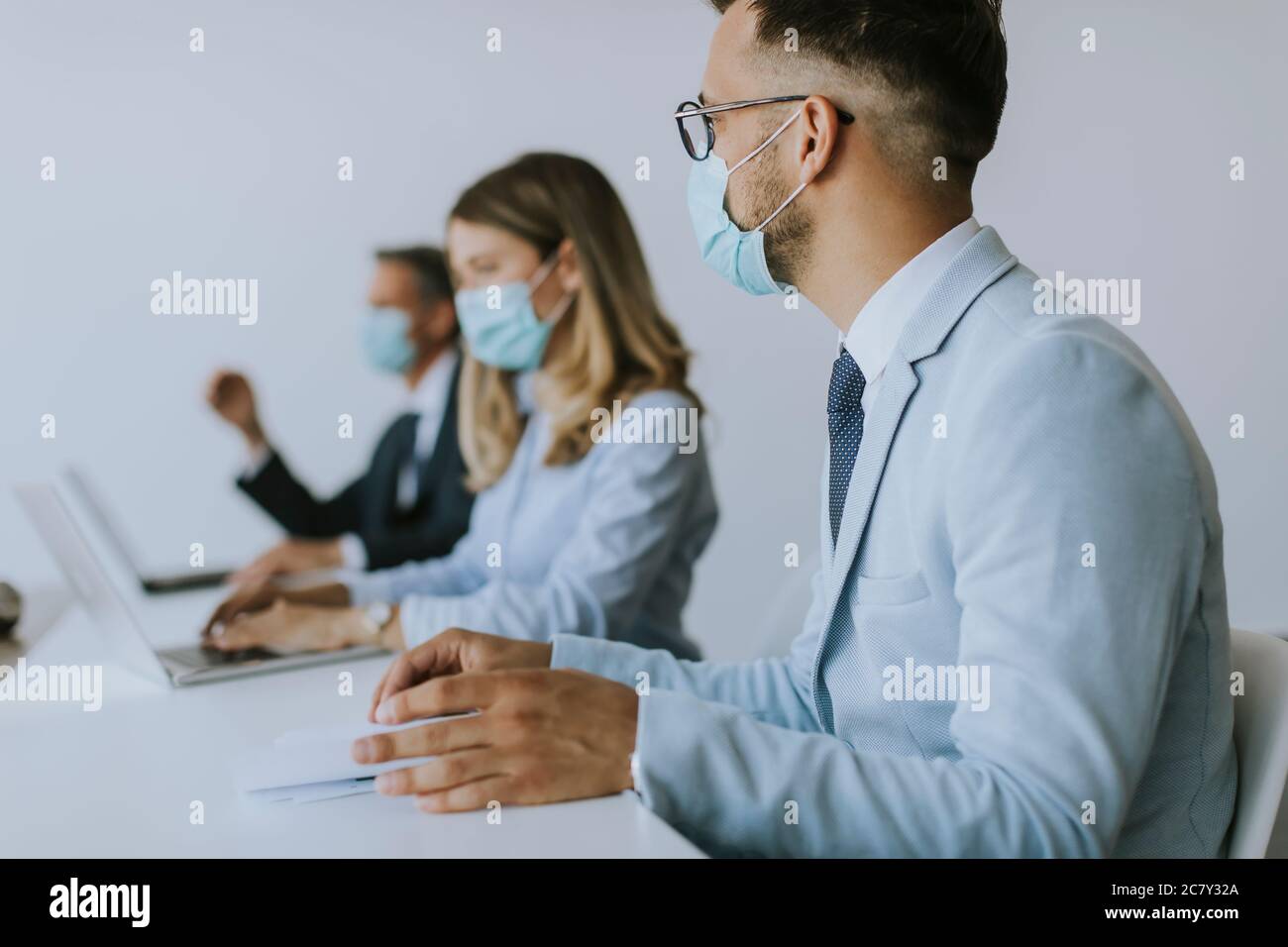Group of business people have a meeting and working in the office and ...