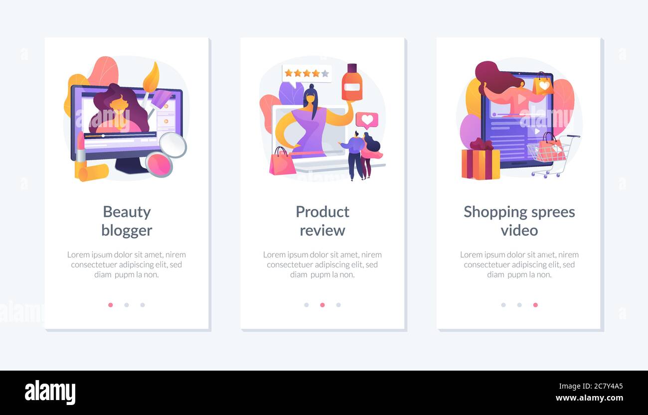 Entertaining digital video content app interface template Stock Vector