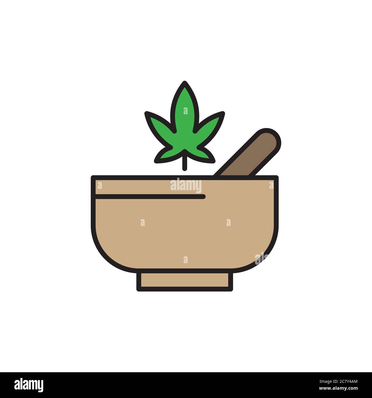 Hemp bowl vector icon symbol isolated on white background Stock Vector