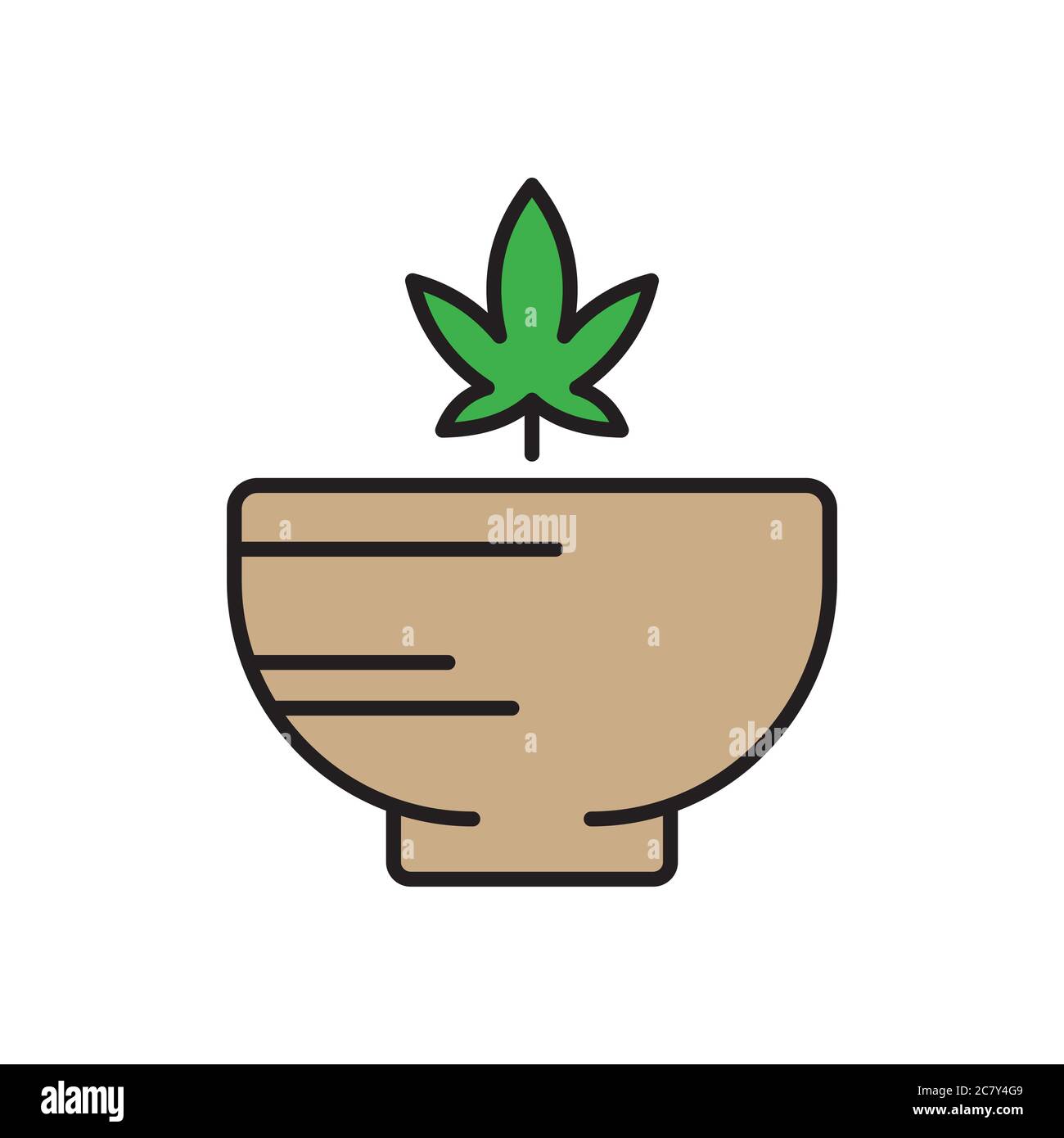 Hemp bowl vector icon symbol isolated on white background Stock Vector