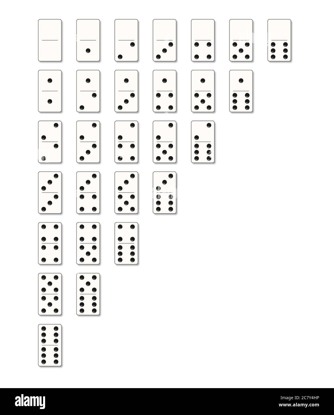 Domino tile set. White bones with black dots. Vector simple board game ...