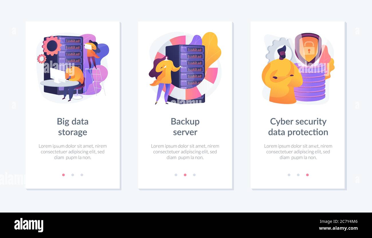 Big data storage and protection app interface template Stock Vector ...