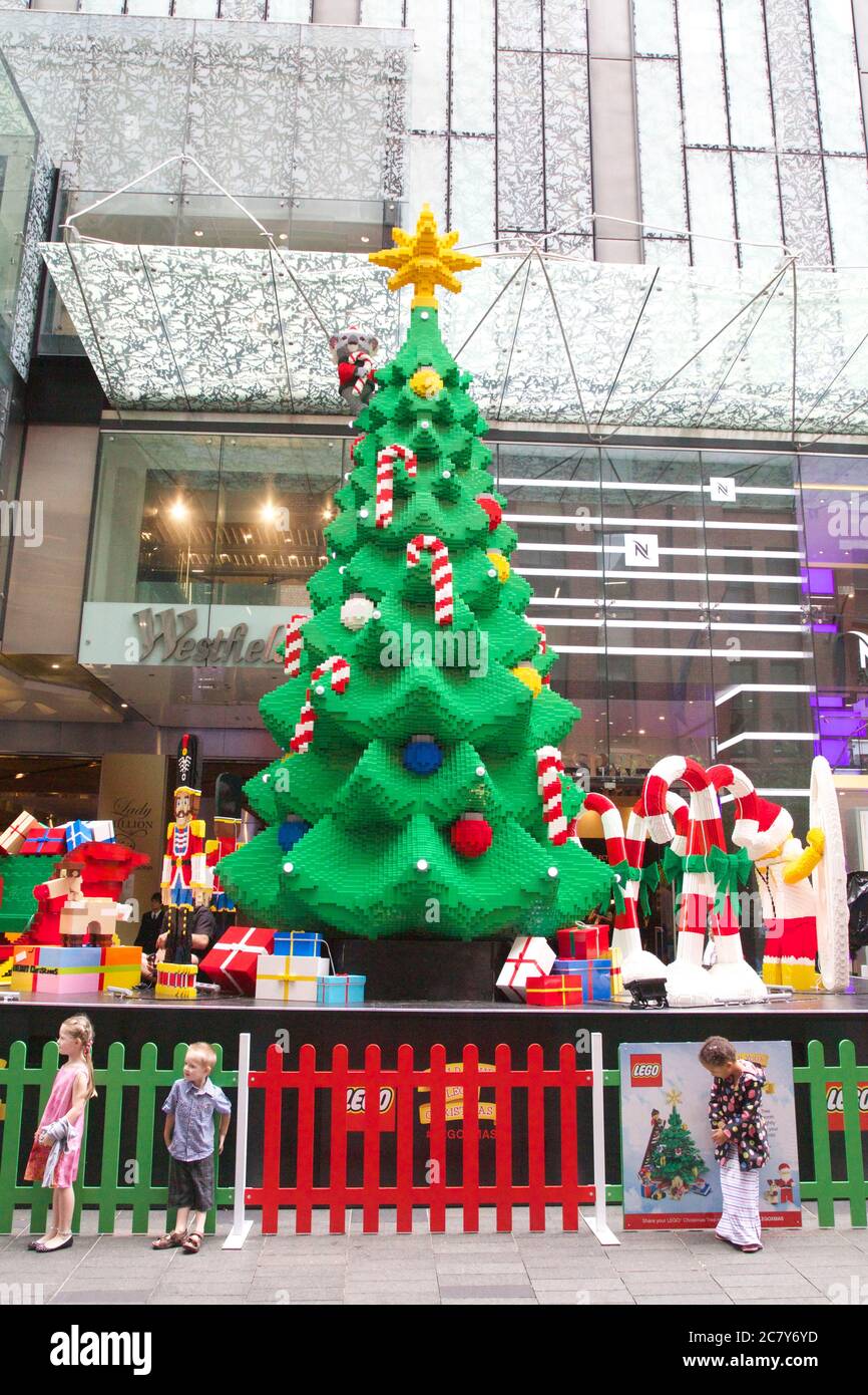 The LEGO Christmas tree outside Westfield Sydney on the corner of Pitt  Street and Market Street is the largest in the Southern Hemisphere Stock  Photo - Alamy