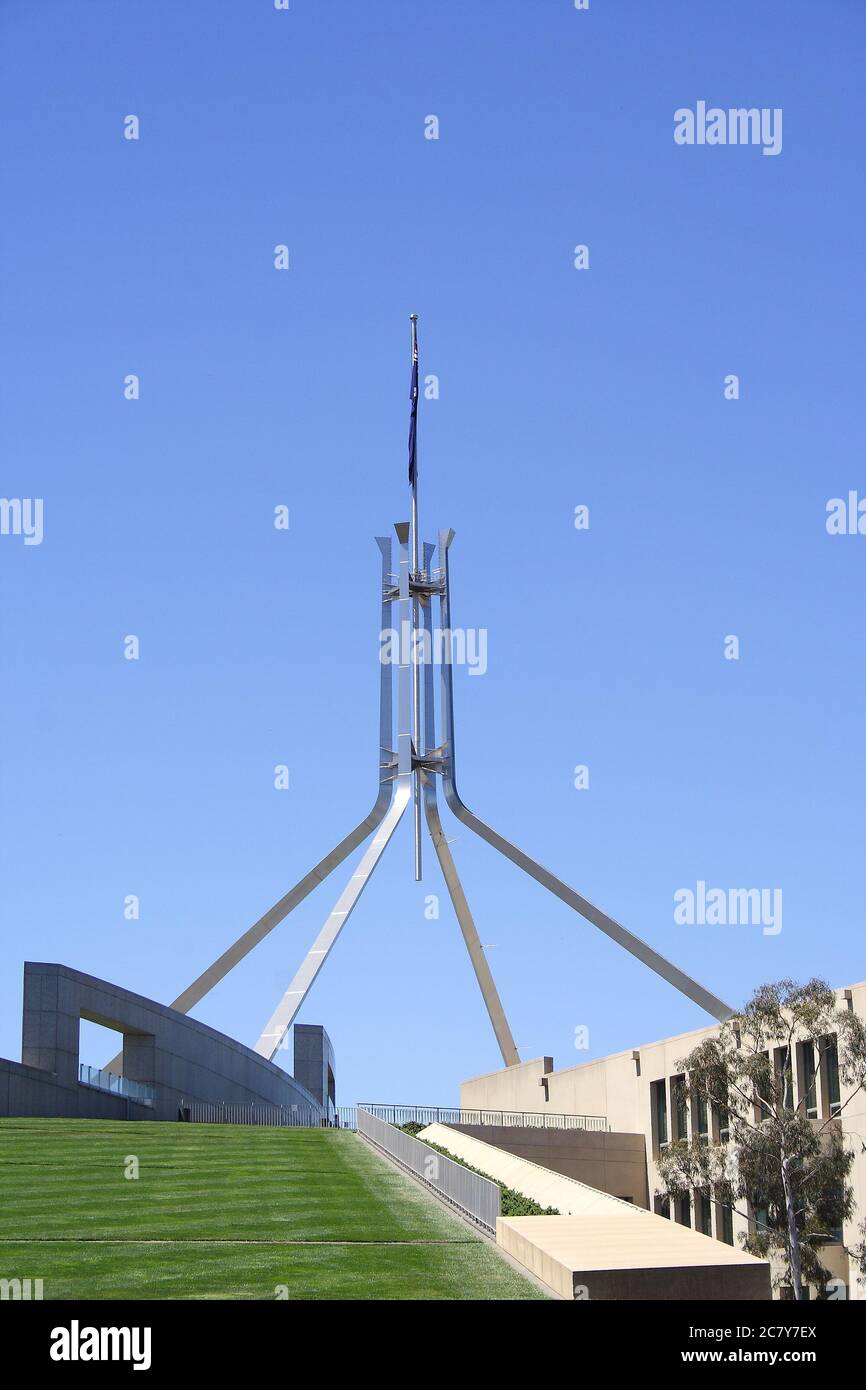 CANBERRA, AUSTRALIA - NOVEMBER 8, 2009: Parliament House is the meeting place of the Parliament of Australia located in Canberra. It was opened on 9 Stock Photo