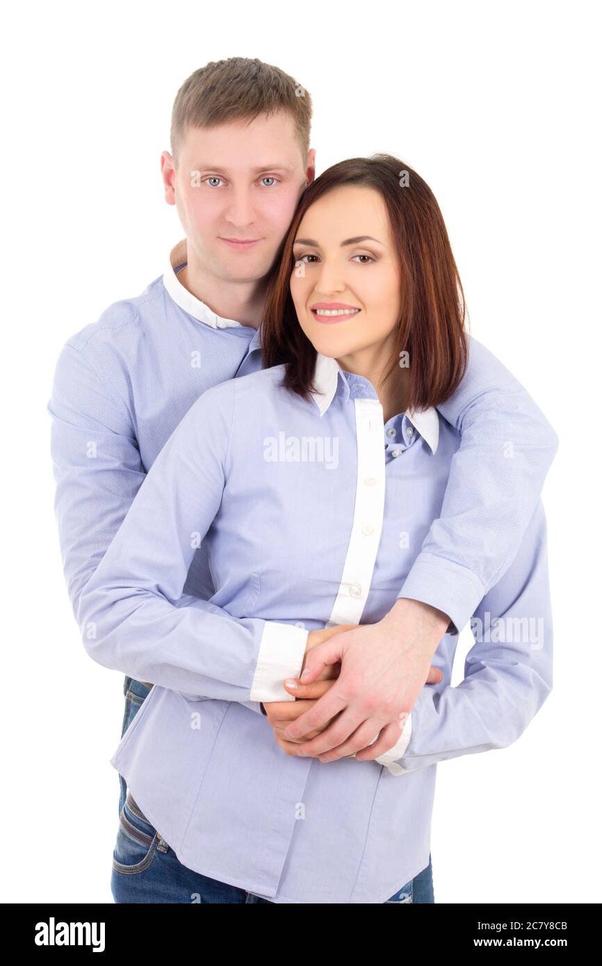 portrait of happy young couple isolated on white background Stock Photo ...