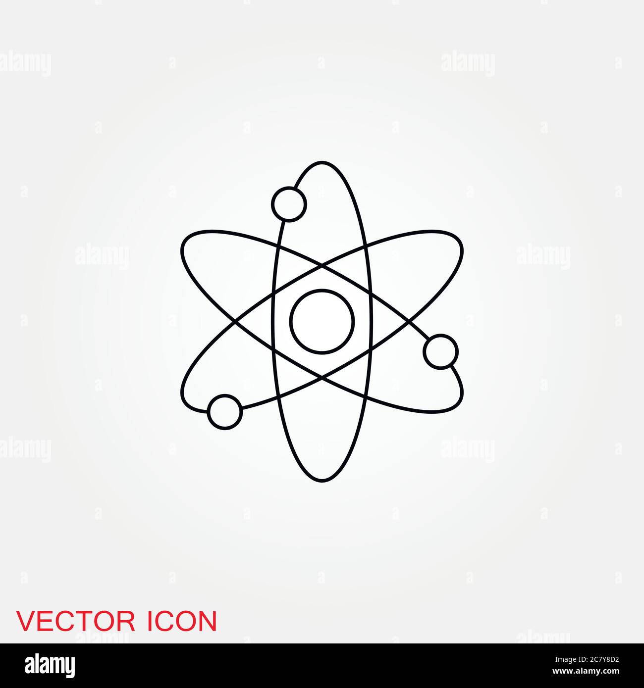 Atom icon, black science fiction atom icon Stock Vector