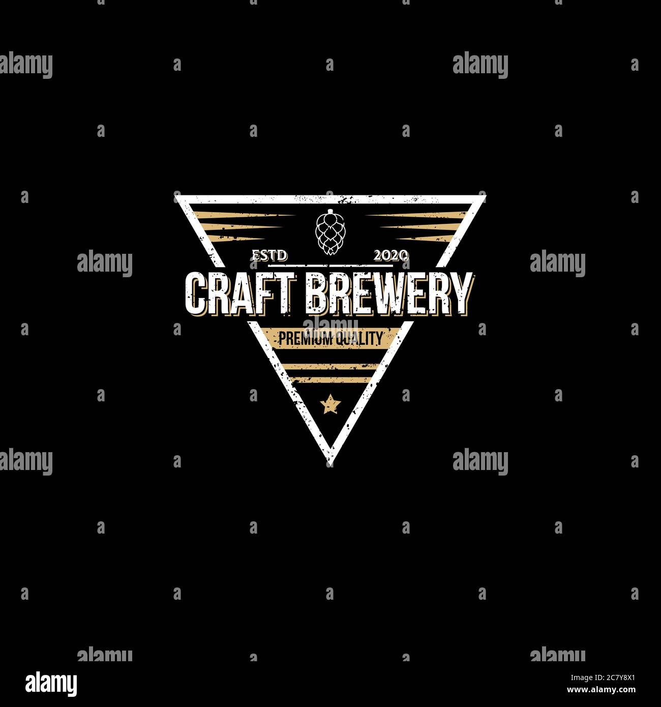 Triangle shape craft brewery logo design vector, best for brew house, bar, pub, brewing company branding and identity Stock Vector