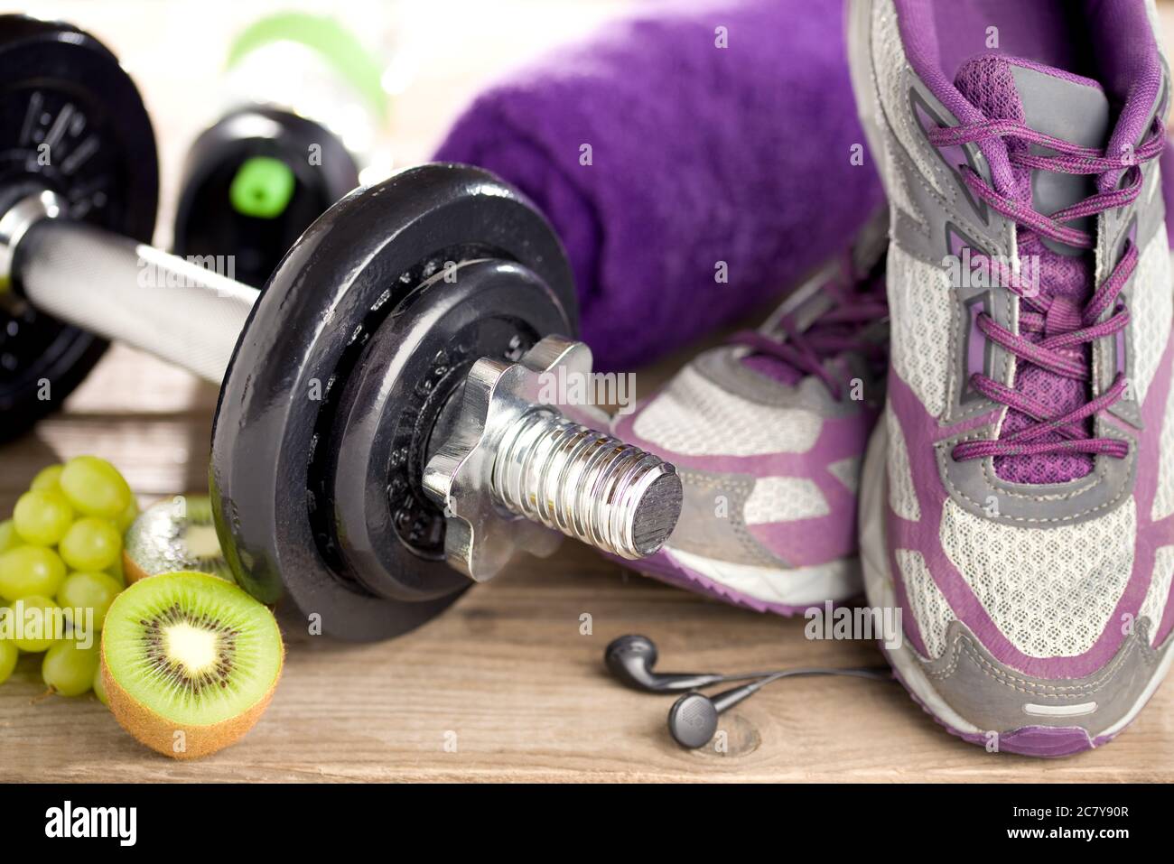 Workout Objects Dumbbells and mineral water hi-res stock photography and images - Alamy